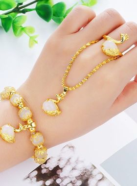 越南沙金女四件套项链吊坠手链