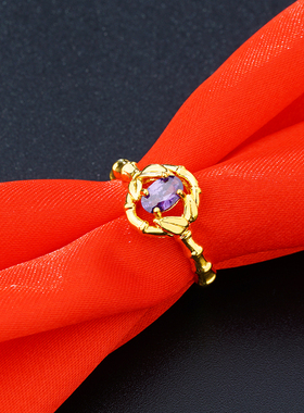 越南沙金气质时尚戒指女闭口镀金