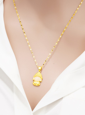 钛钢越南沙金宝宝佛无相吊坠项链