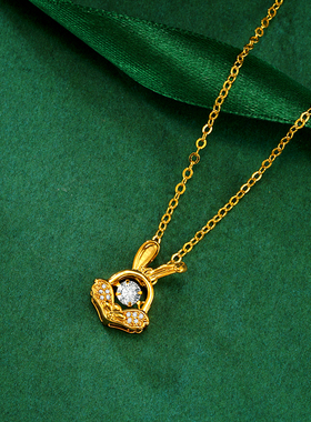 新款镶钻项链女士礼物吊坠镀金链子久不掉色沙金可爱黄金色生肖礼