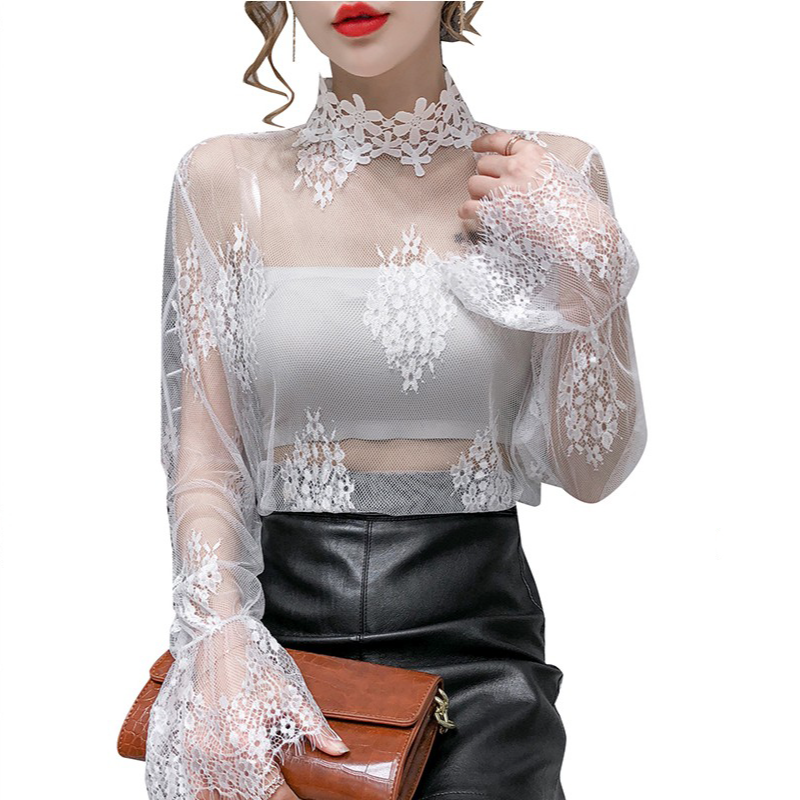 蕾丝打底衫女喇叭袖百搭时尚洋气内搭网纱上衣很仙的超仙小衫纱衣,淘宝优惠券,粉丝福利购,淘宝优惠卷