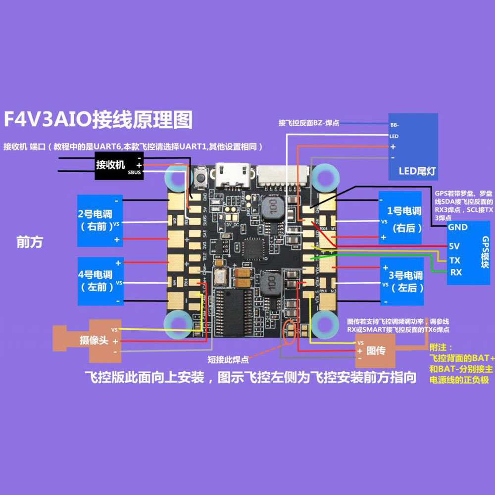 到手飞航模 FPV穿越机 F4V3-AIO飞控集成分电板电流计电压检测OSD - 图2