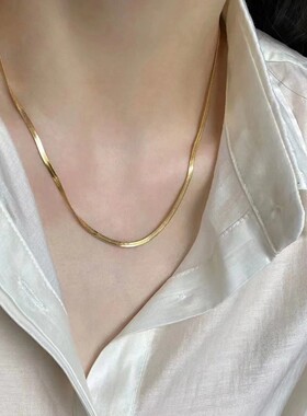 丹麦保臻潮牌款DYRBERG时尚蛇骨项链医钢厚镀DK锁骨链男女ins名星