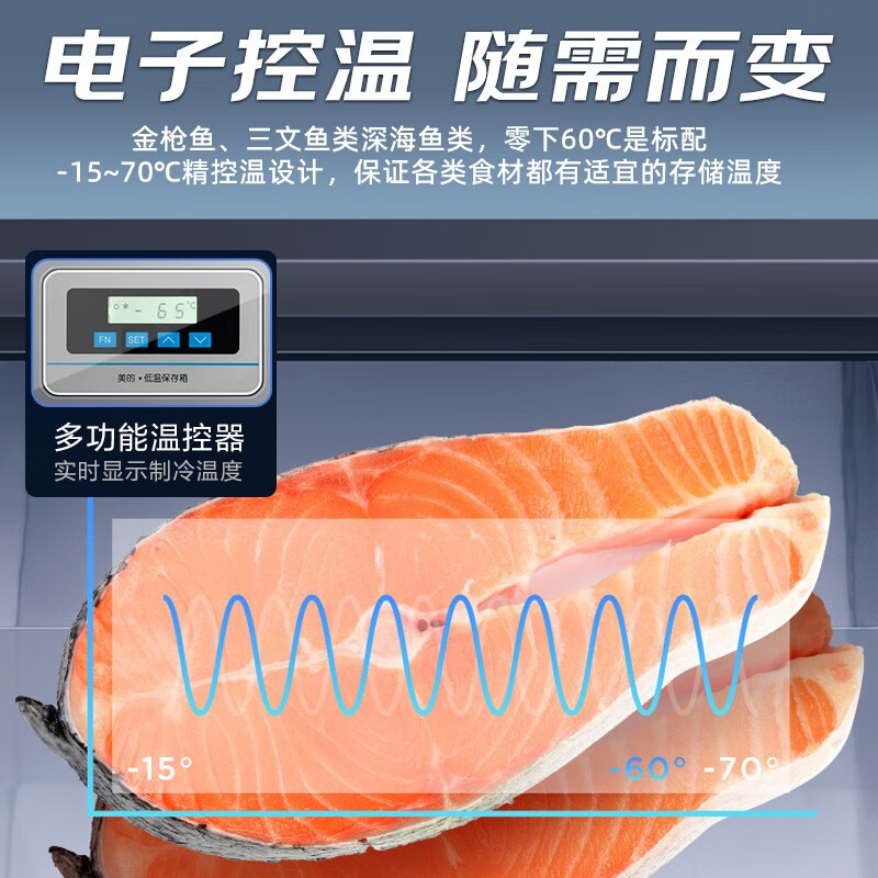 美的冰柜301升超低温冰箱零下65度冷柜海鲜急冻速冻柜商用大容量 - 图1