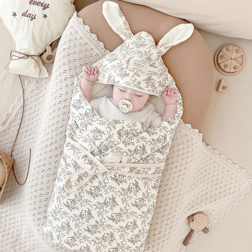 婴儿包被初生儿抱被纯棉加厚新生儿产房包单宝宝外出包裹被四季款 - 图0