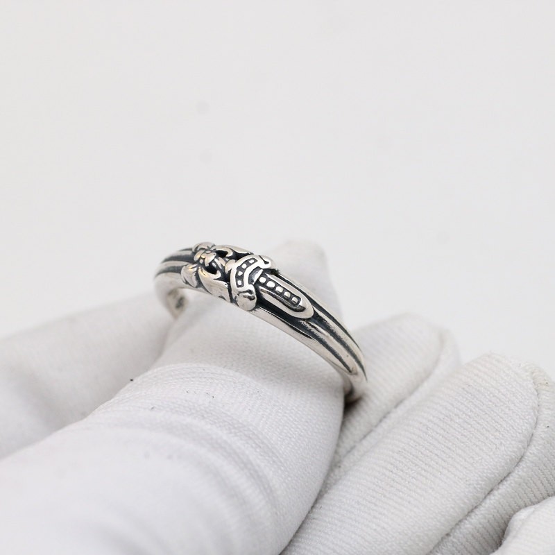 Jinxin S925 Silver Holy Sword Ring Tail Ring Hip-Hop Punk Trend Couple Men's and Women's Rings Accessories