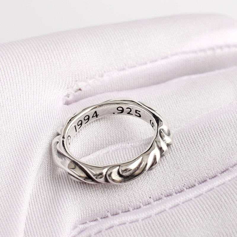 Ikkyu Old Silversmith 925 sterling silver rattan grass wave palace flower ring trendy punk men's and women's ring jewelry