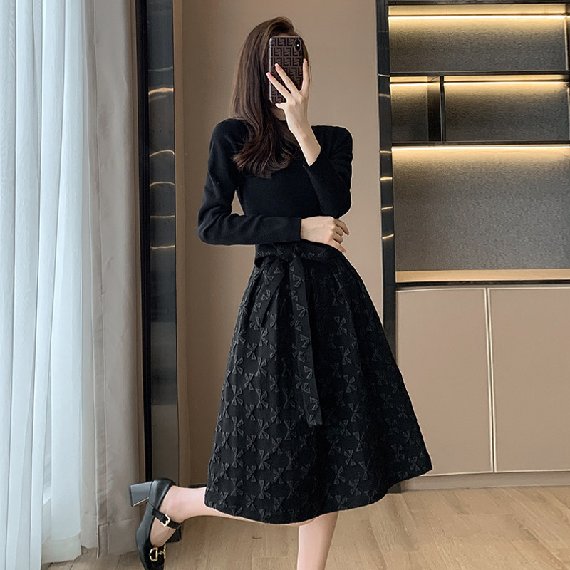 2025年新款秋季女装气质女神范名媛改良旗袍长袖黑色针织连衣裙子,淘宝优惠券,粉丝福利购,淘宝优惠卷