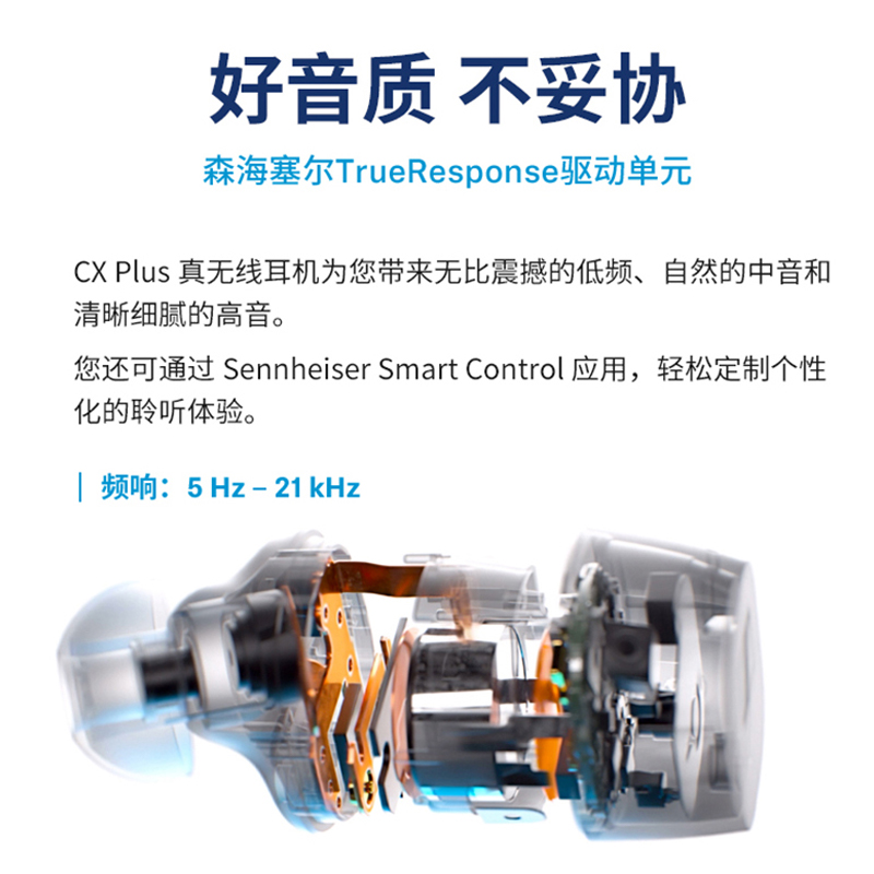 SENNHEISER/森海塞尔 CX PLUS TW主动降噪蓝牙运动耳机 真无线500 - 图0