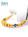 S＆A Янтарное ожерелье из воскового агата, подвеска, импортная ретро природная руда, дизайнерский чокер