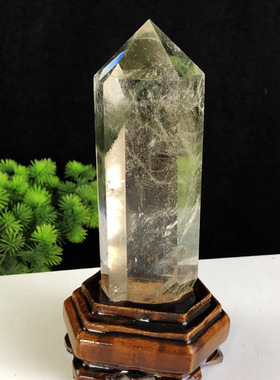 天然绿幽灵水晶柱原石六棱单尖柱奇石收藏礼品家居客厅装饰品摆件