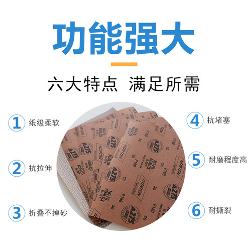 圣戈班诺顿NORTON砂纸a275木工金属油漆干磨沙皮方形打磨抛光沙纸 - 图0