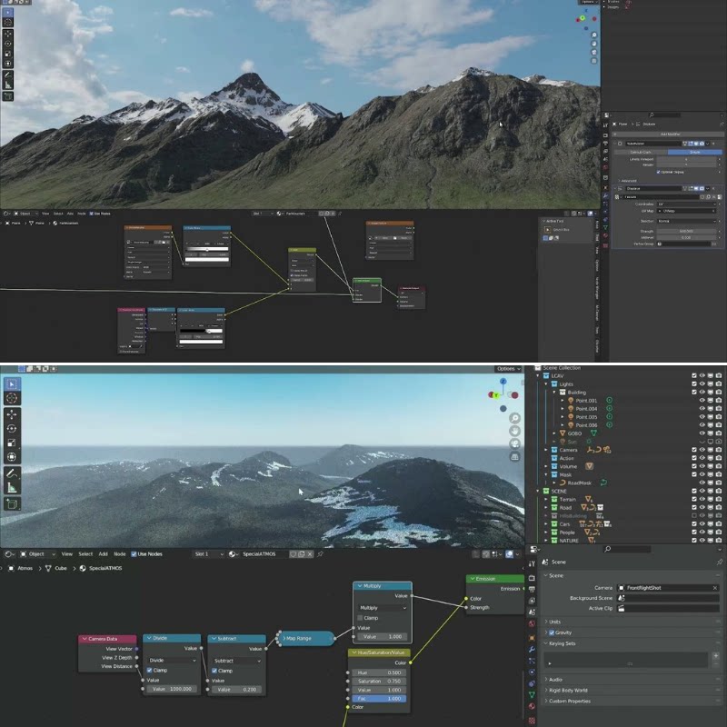 Blender教程合集 逼真自然环境3D场景建模教程树木山地形湖泊Gaea