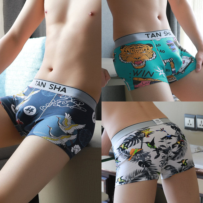 潮流男士内裤平角裤纯棉透气内裤男全棉青年个性感男生四角短裤衩,淘宝优惠券,粉丝福利购,淘宝优惠卷