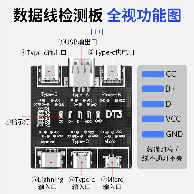 Deer Fairy DT3 data cable detection board charging detection