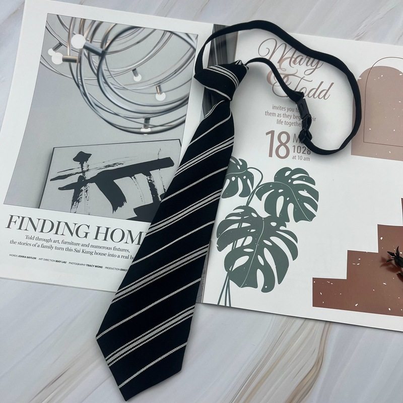 黑色条纹领带懒人免打日系dk学院风韩版男士学生手打领结jk制服女,淘宝优惠券,粉丝福利购,淘宝优惠卷