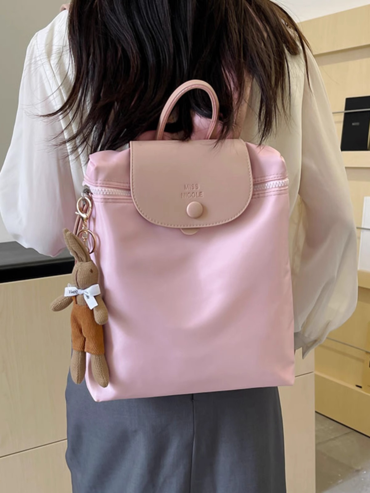 2025新款防水尼龙布双肩包女时尚折叠轻便休闲旅行背包大容量书包 - 图2