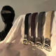 Canvas belt for men and women without holes square buckle belt Korean version