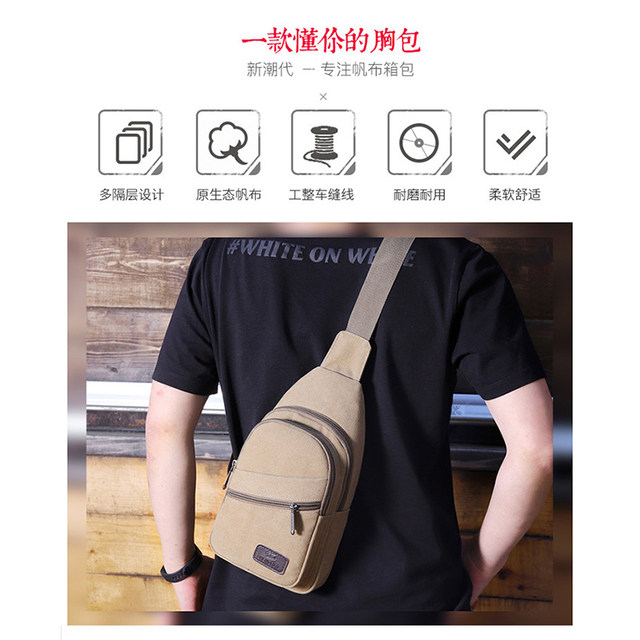 Men's waist bag canvas multi-layer multi-pocket large capacity