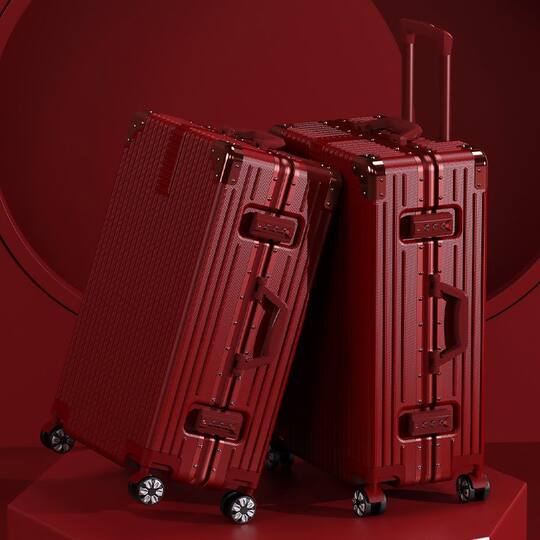 Bride wedding suitcase red dowry