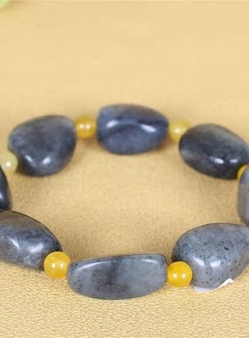 天然和田玉青花手串男女新疆原石不规则玉石手串简约健身可爱珠串