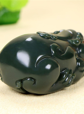 天然青玉招财保平安貔貅手把件