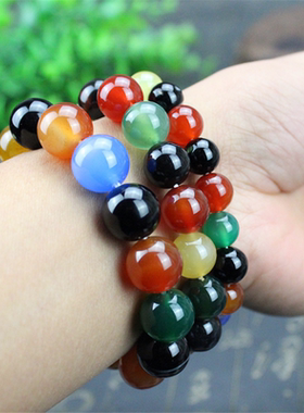 七彩玛瑙玉髓时尚风男女款手串