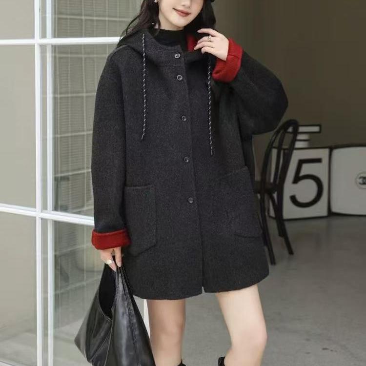 工厂直售羊毛大衣女2025年新款高端不起球双面羊毛大衣短款韩版 - 图3