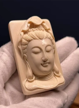 天然猛犸象牙吊坠雕刻复古中国风佛像挂件毛衣链项饰饰品