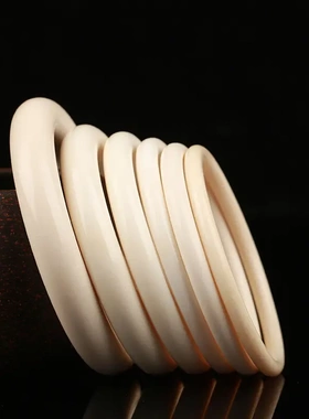 天然猛犸象牙贵妃10圆条手镯民族风满纹手环时尚女圆镯子