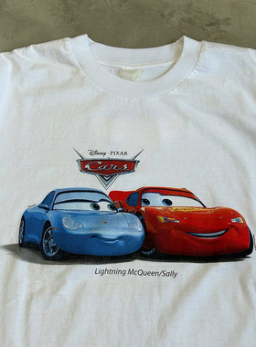 oldschool Red and blue car oversize Men's and wom tee短袖t恤