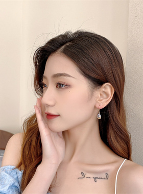 s925银针韩国高级感水晶耳饰耳环时尚简约网红个性女精致轻奢耳钉