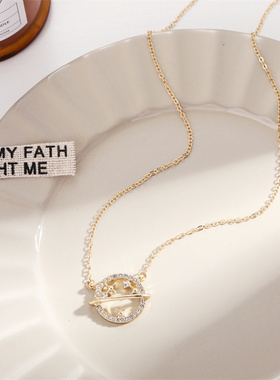 韩国满钻夸张星球项链锁骨链时尚简约百搭东大门网红同款学生饰品