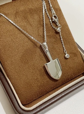 镶钻铲铲项链女925银铁锹锁骨链