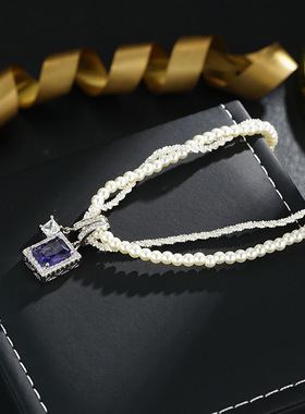 双层缠绕珠珠项链轻奢百搭设计师款高级感精致毛衣链项链