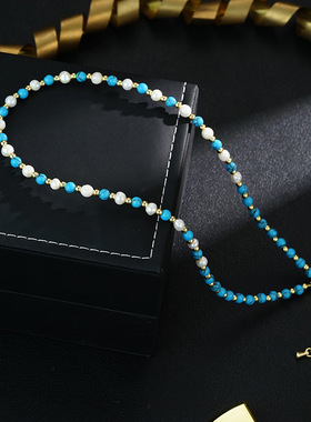 绿松石珍珠项链高级感叠戴锁骨颈