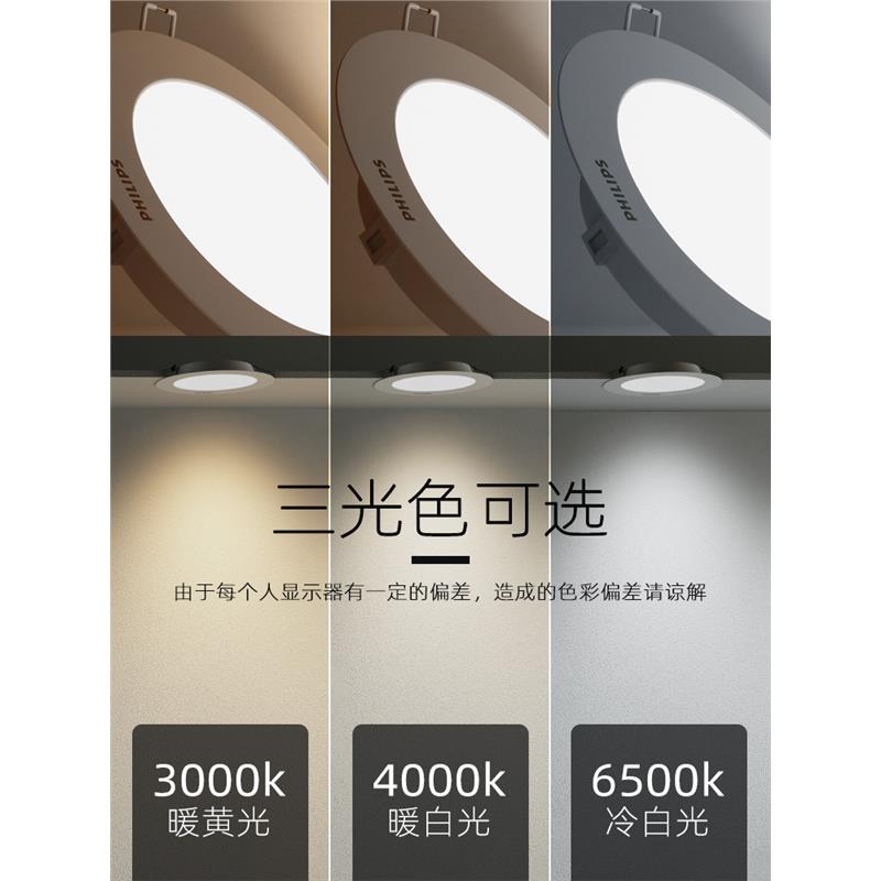 飞利浦led筒灯家用吊顶灯嵌入式客厅孔灯过道天花灯75孔超薄孔灯 - 图1