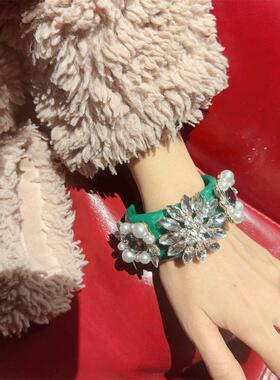 复古宫廷风奢华青春靓镶嵌高档彩钻手镯