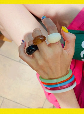 其他女亚克力日韩个性戒指