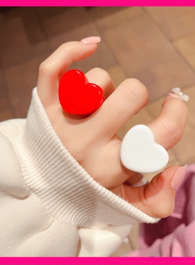 戒指green精致爱心亚克力几何形