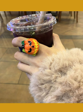 green万圣节元素南瓜卡通戒指