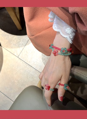 绿森林女玉石花朵手工