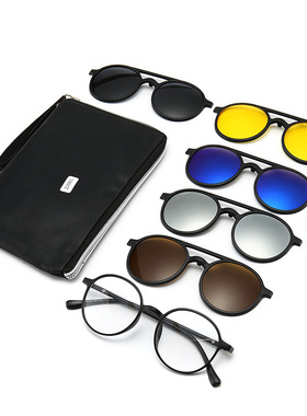 新款套镜一配五骑行墨镜可配近视