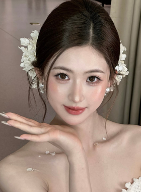 梦幻森系白色绣球花新娘发饰