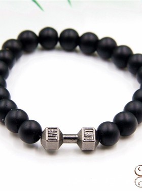 哑铃手链手串健身火山石串珠男款轻奢小众精致2025年高颜值学生党