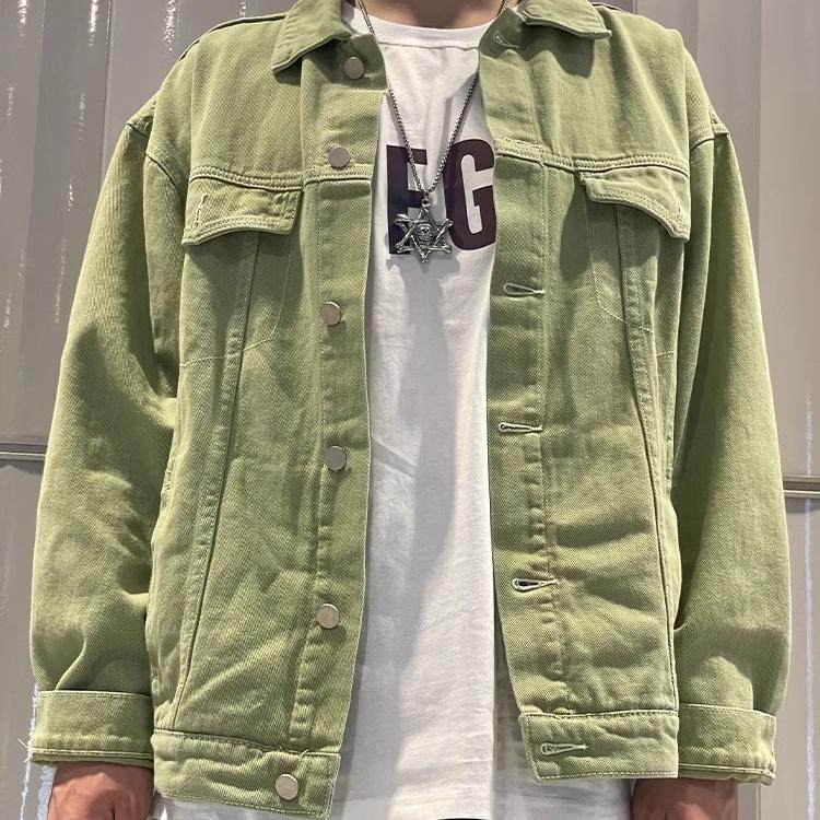 牛油果绿OVERSIZE牛仔外套高街男女款宽松牛仔衣工装夹克糖果色潮,淘宝优惠券,粉丝福利购,淘宝优惠卷