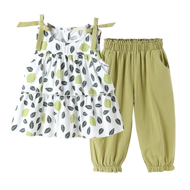 Girls Summer Suit Floral Fashion Two Piece Set