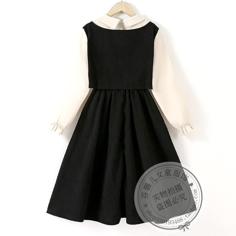 女童连衣裙秋冬款儿童秋季假两件大童女孩洋气灯芯绒加绒冬装裙子,淘宝优惠券,粉丝福利购,淘宝优惠卷