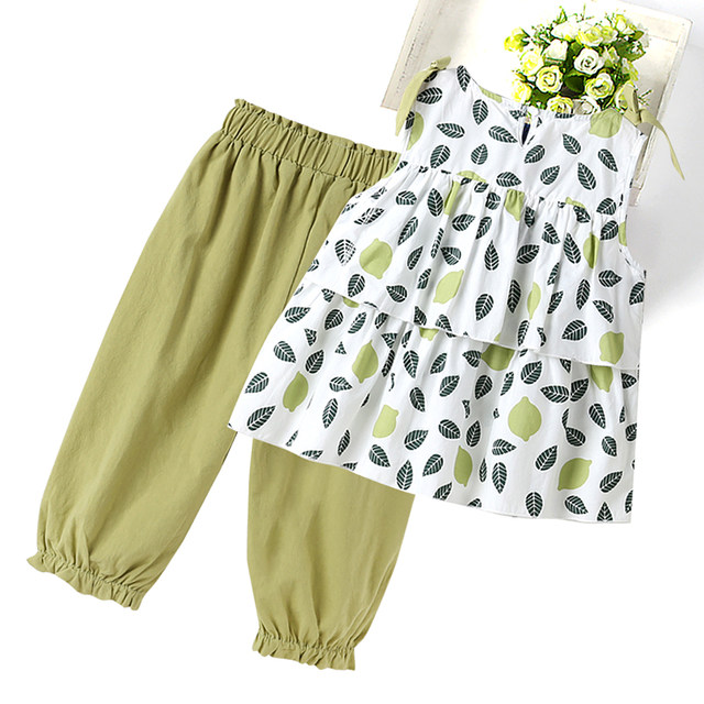 Girls Summer Suit Floral Fashion Two Piece Set