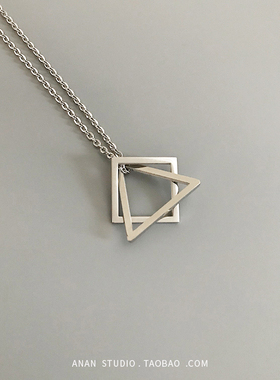 ins钛钢几何三角形吊坠卫衣项链